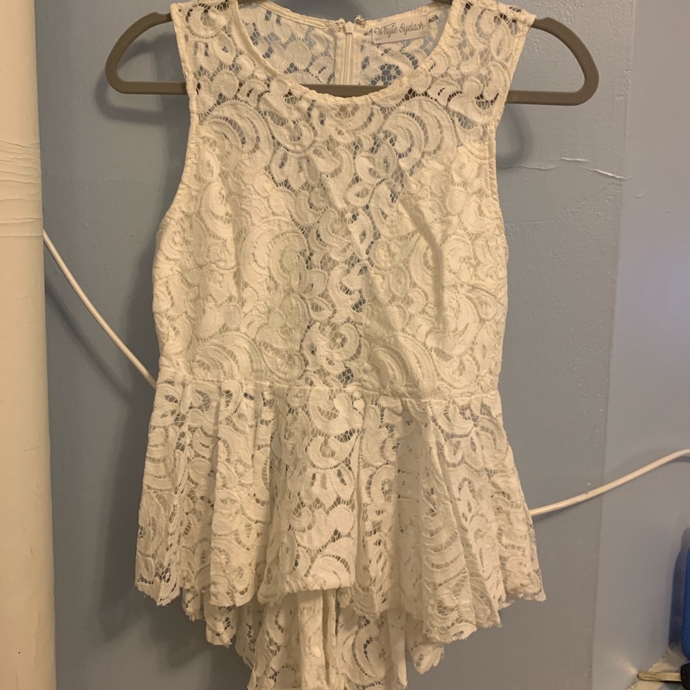 Sexy White Lace Hi-Lo Tunic
